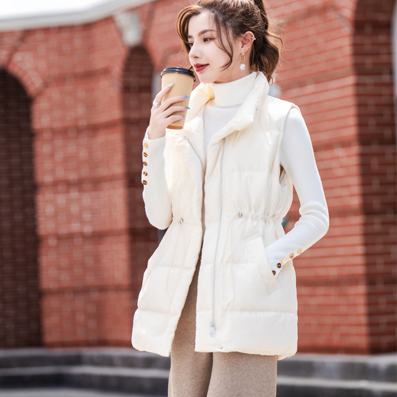 Chaleco ligero de plumón de pato corto estilo coreano para mujer