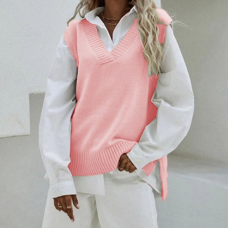 Chaleco de punto sin mangas de nuevo estilo para mujer