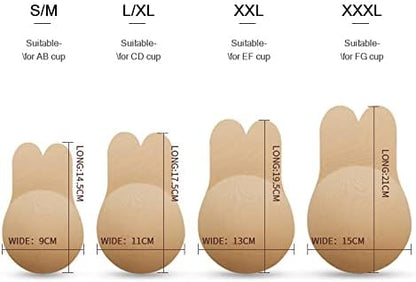 Rabbit Ears (Combo) Lifting Chest Pads, Push-Up Adhesive Bra For Women, Reusable, Black and Beige, 2 Pairs