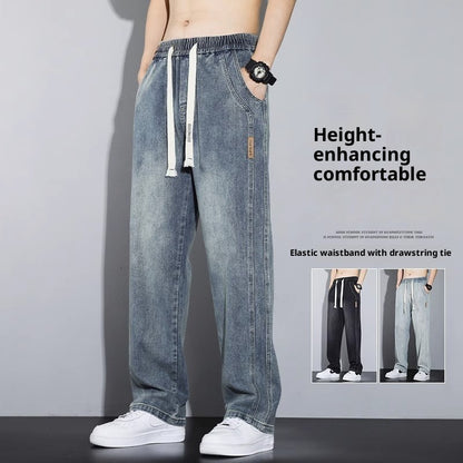 American Retro Men's Straight Loose Elastic Waist Casual Pants
