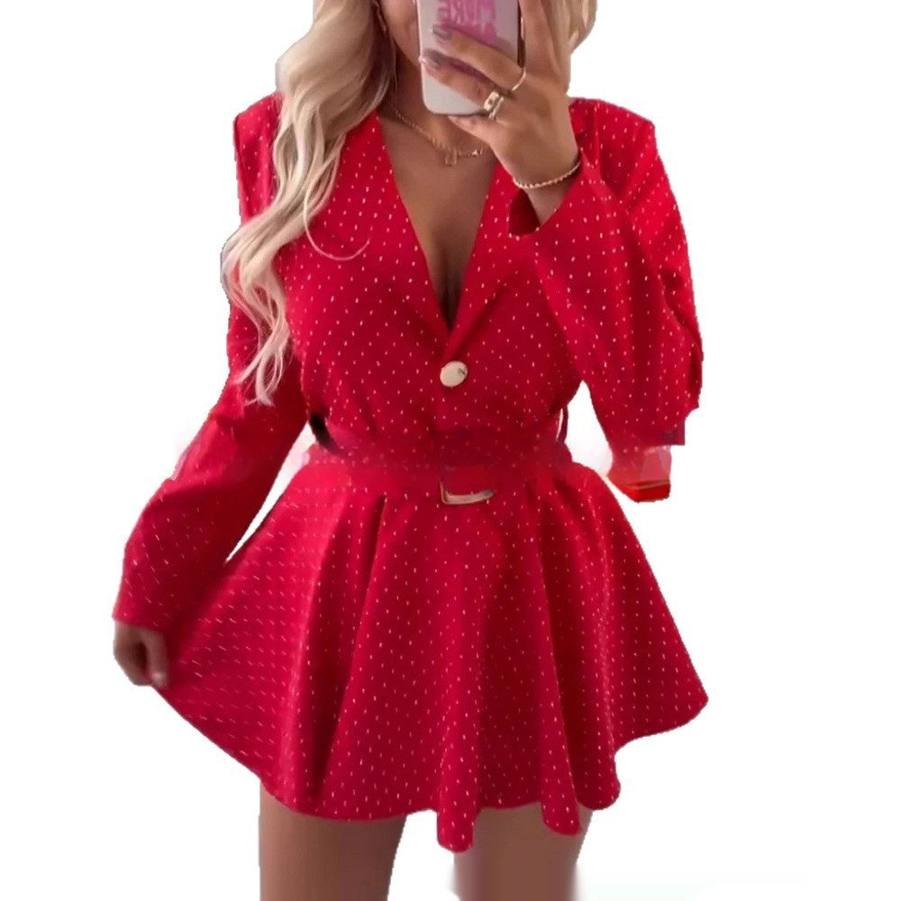 Mono elegante y chic con solapa y lentejuelas para mujer