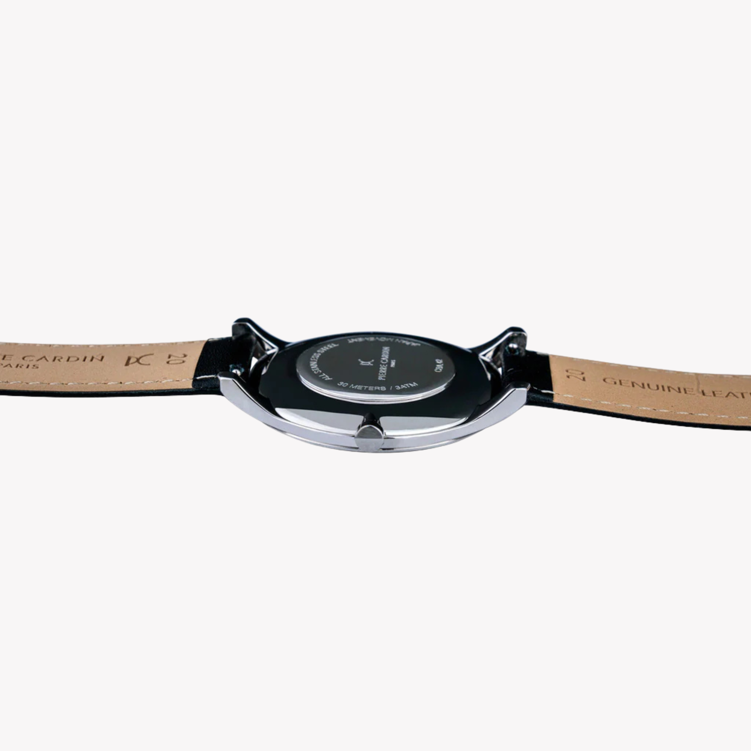 Reloj Pierre Cardin de cuero negro para hombre, esfera gris | Cba.4003