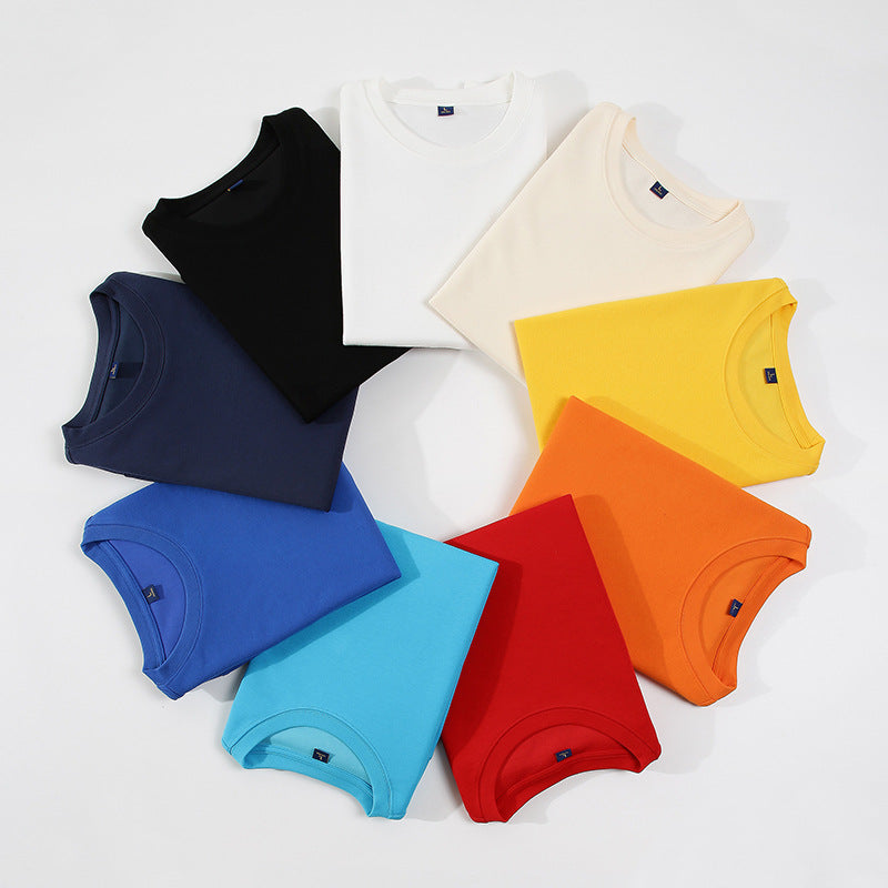 Sudadera de algodón puro de 320 g con hombros rectos y cuello redondo de manga larga de otoño, color liso, personalizada 