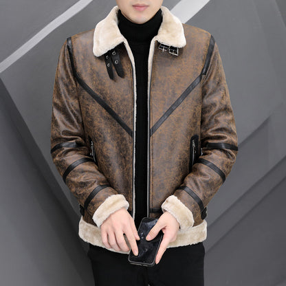 Fashion Casual Simple Thick Fur Collar Men's Clothing