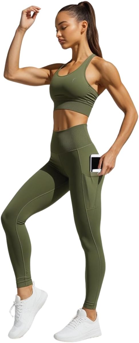 Misharen Leggings de yoga de cintura alta con bolsillo para mujer | Pantalones de gimnasia | Entrenamiento y ropa deportiva | Elástico | Sin dedos de camello y ropa deportiva sin costuras | ملابس رياضية للنساء | بنطلون نسائي 