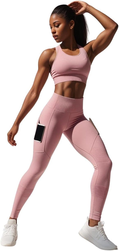 Misharen High-Waist Yoga Pocket Leggings for Women | Gym Pants | Workout & Sportswear | Stretchy | No Camel Toes, and Seamless Activewear | ملابس رياضية للنساء | بنطلون نسائي