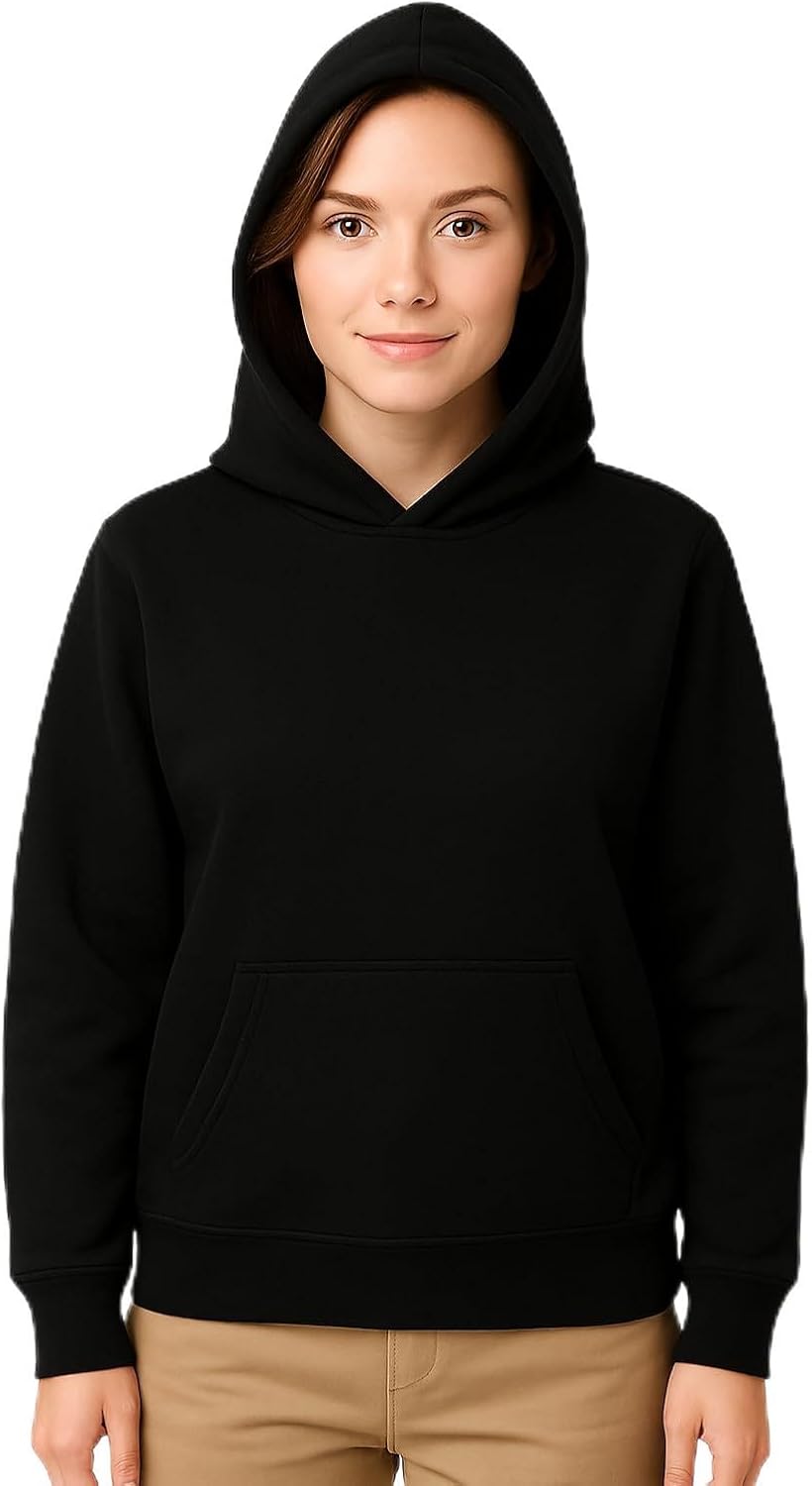 Light Weight Pullover Hoodie, 100% Polyester Fleece, Plain Sweatshirt for Men and Women, Regular Fit