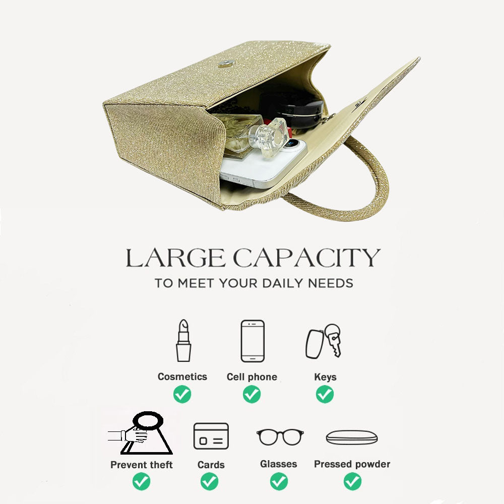 Bolso de mano dorado con efecto arrugado para festivales: un accesorio elegante para fiestas, un bolso de hombro ideal para banquetes y veladas.