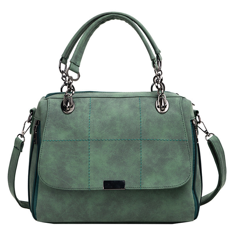 Bolso de hombro tipo bandolera de piel sintética color verde matcha para mujer, de gran capacidad, estilo Boston, para viaje.