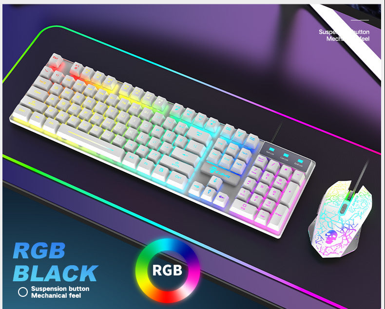Juego de teclado y ratón luminosos Kuiying T6RGB