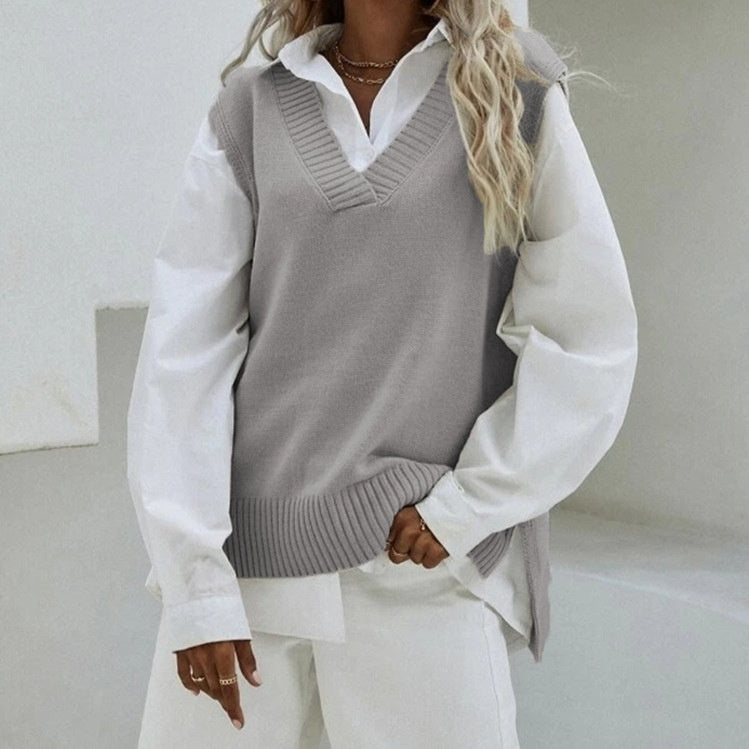 Chaleco de punto sin mangas de nuevo estilo para mujer