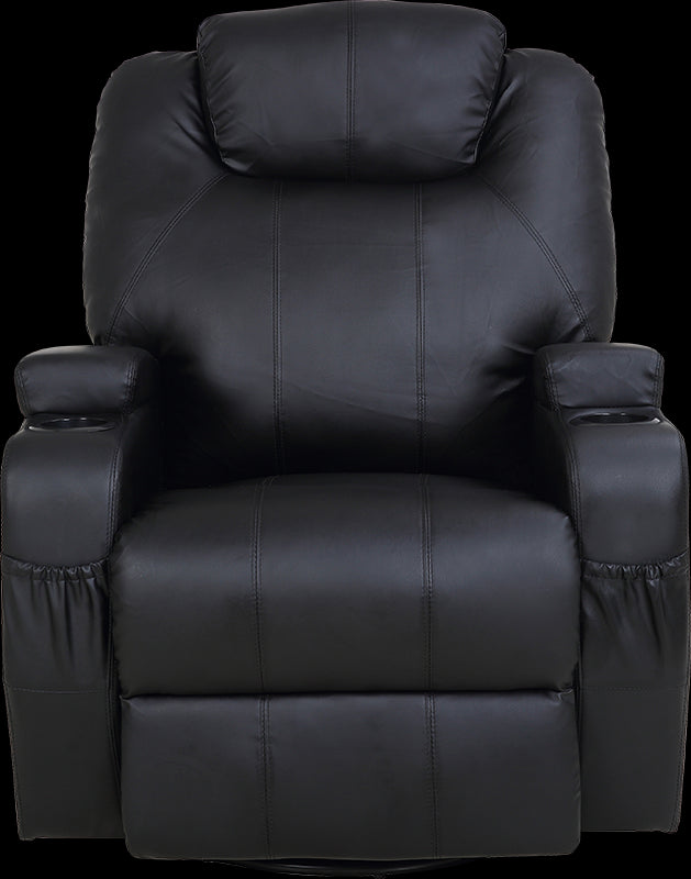 NNEDSZ Sofa Chair Recliner 360 Degree Swivel PU Leather Lounge 8 Point Heated