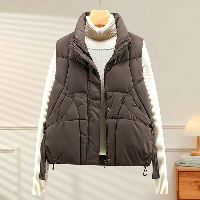 Women's Autumn Loose Outerwear Stand Collar Cotton Vest