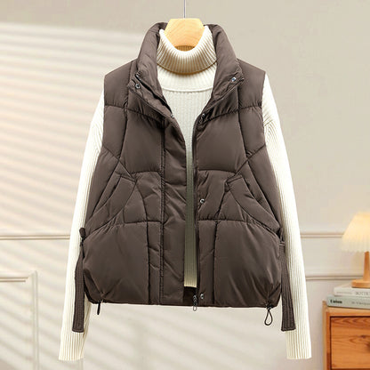 Women's Autumn Loose Outerwear Stand Collar Cotton Vest