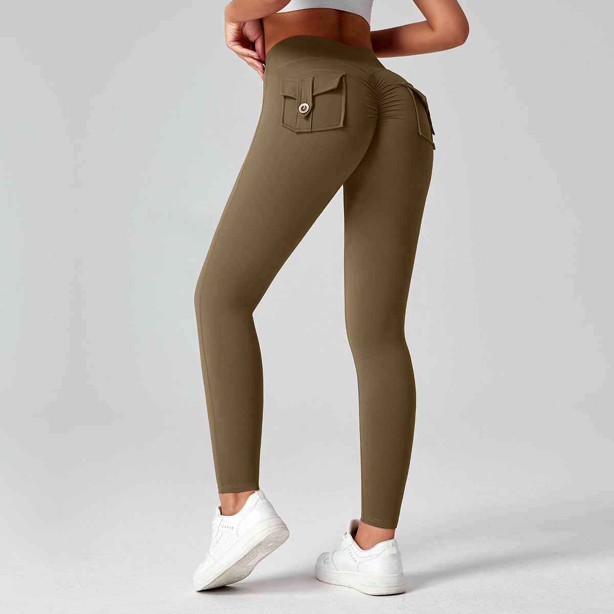 Pantalones de yoga para mujer, de cintura alta, elásticos y ajustados, que realzan los glúteos.