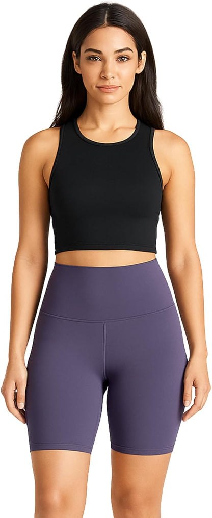 Misharen Women's High-Waist Yoga Shorts – Seamless, Quick Dry, Tummy Control, Breathable Knit Fabric with Elastic Waistband for Workout & Running