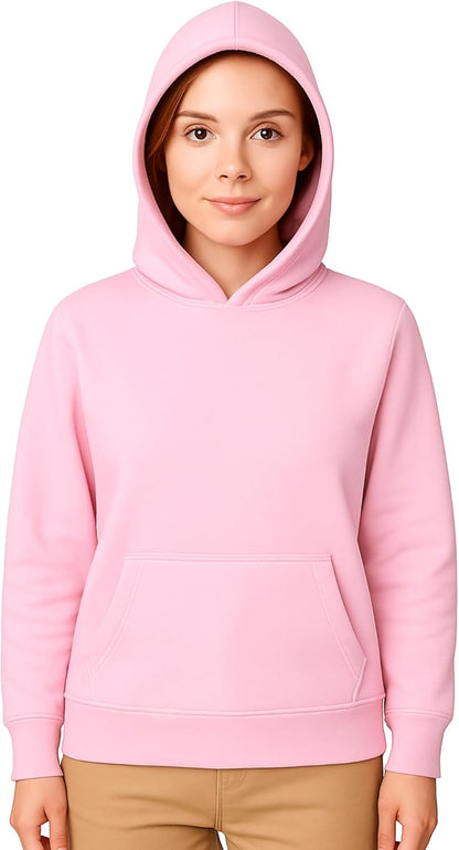 Light Weight Pullover Hoodie, 100% Polyester Fleece, Plain Sweatshirt for Men and Women, Regular Fit