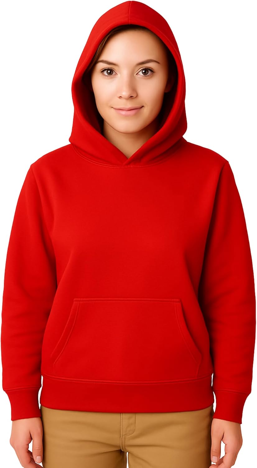 Light Weight Pullover Hoodie, 100% Polyester Fleece, Plain Sweatshirt for Men and Women, Regular Fit