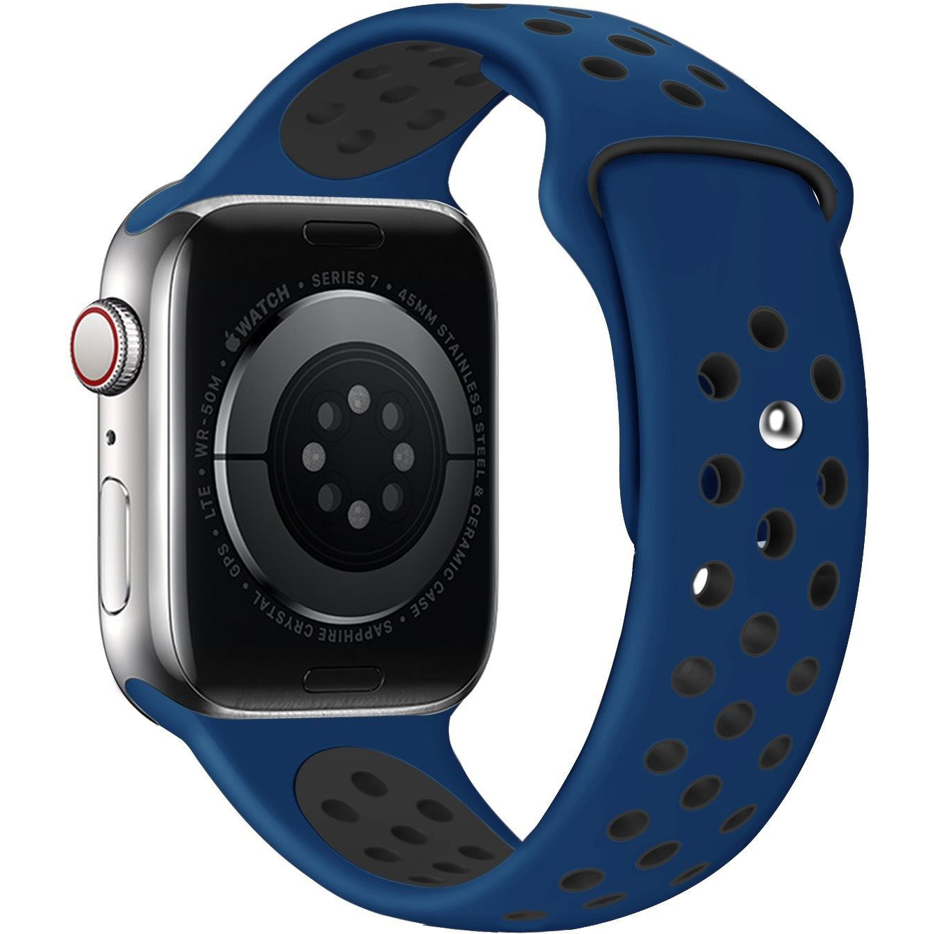 Eternico Sporty Apple Watch 42mm / 44mm / 45mm - Solid Black and Blue (AET-AWSP-BlBl-42)