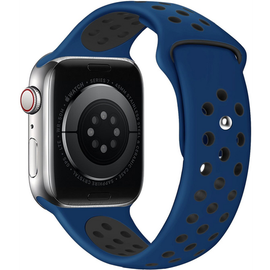 Eternico Sporty Apple Watch 42mm / 44mm / 45mm - Solid Black and Blue (AET-AWSP-BlBl-42)