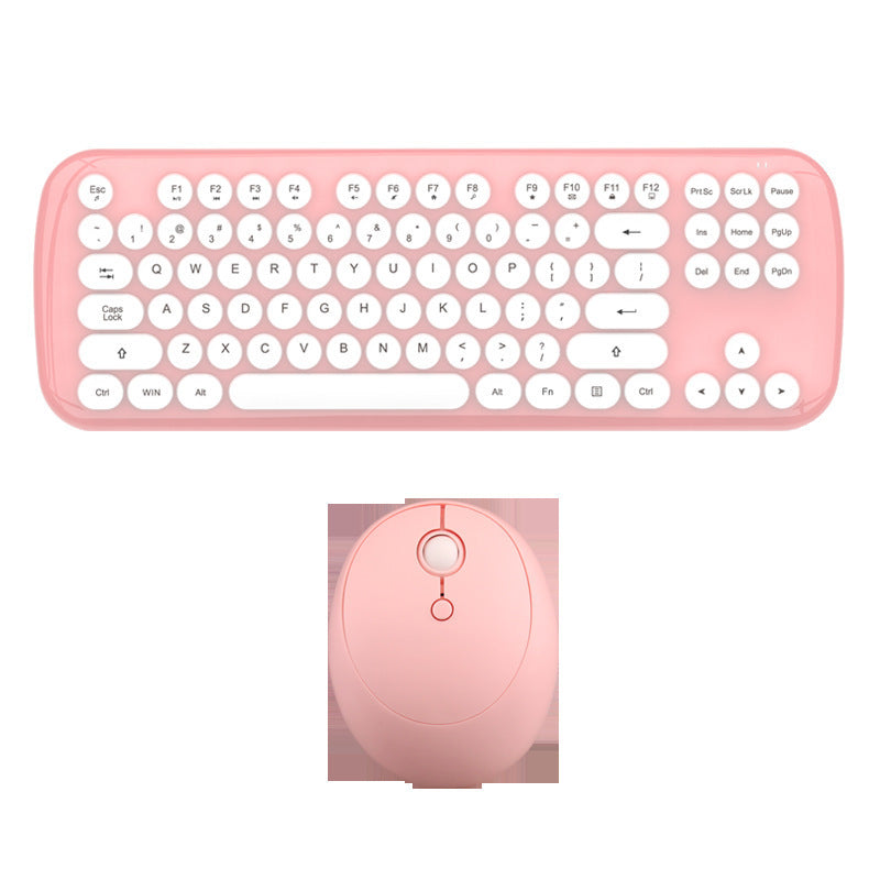 Conjunto de teclado y ratón inalámbricos para niñas, color retro