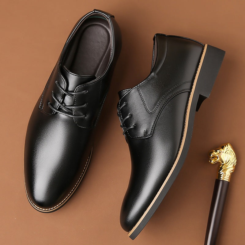 Zapatos formales de negocios de talla grande de cuero negro para hombre