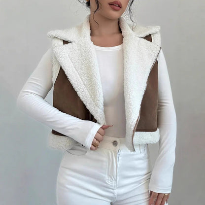 Western Style Light Fur Integrated Lamb Wool Vest
