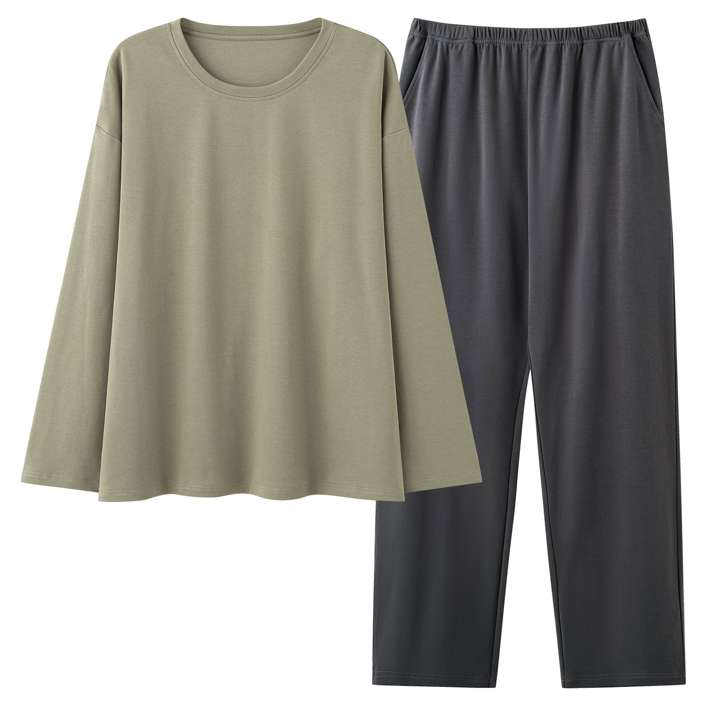 Conjunto de pijama para hombre de 100% algodón con camiseta de manga larga y pantalón largo.