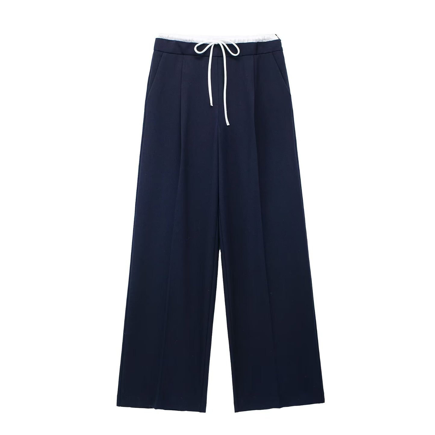 Simple Relaxed Fit Womens Pants With A Drawstring And Elastic Waist