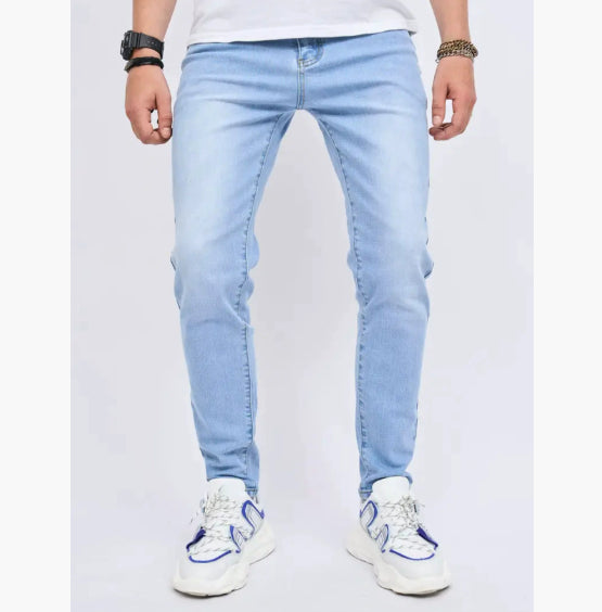 Men's Jeans Stretch Slim-fit Light Blue Skinny Men's Trousers