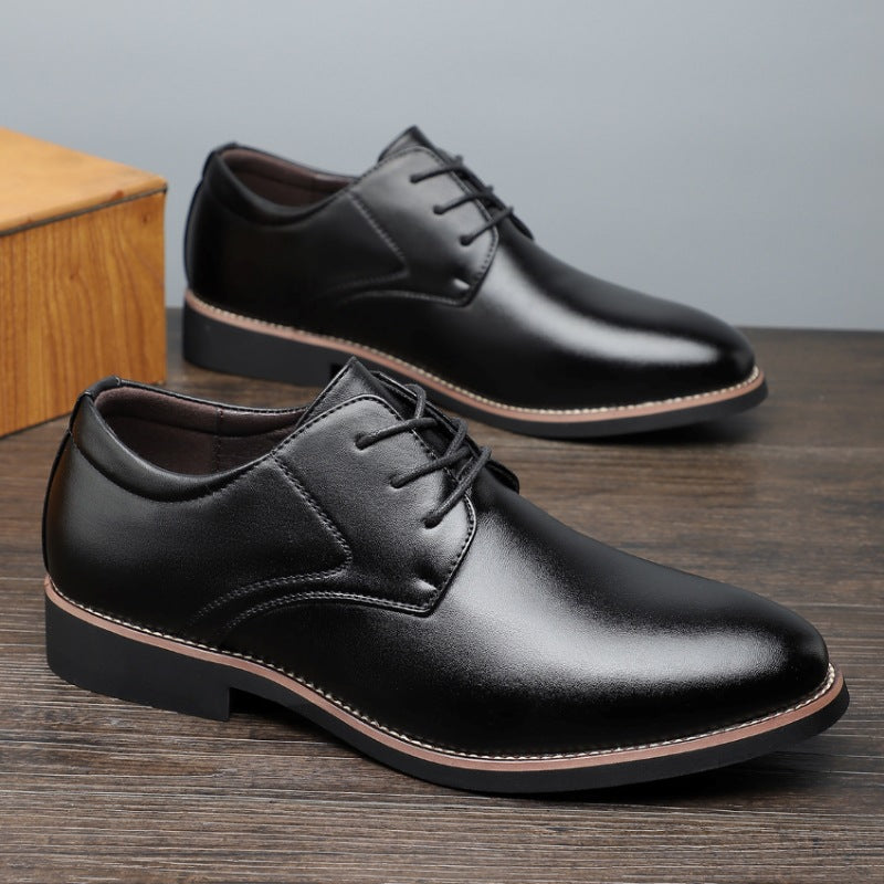 Zapatos formales de negocios de talla grande de cuero negro para hombre