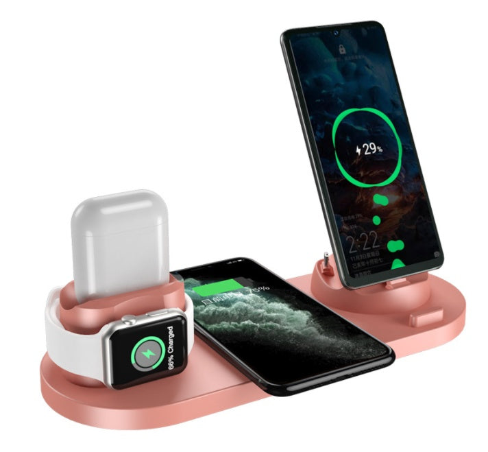 Cargador inalámbrico para iPhone, cargador rápido para teléfono, base de carga rápida para teléfono, reloj, estación de carga 6 en 1