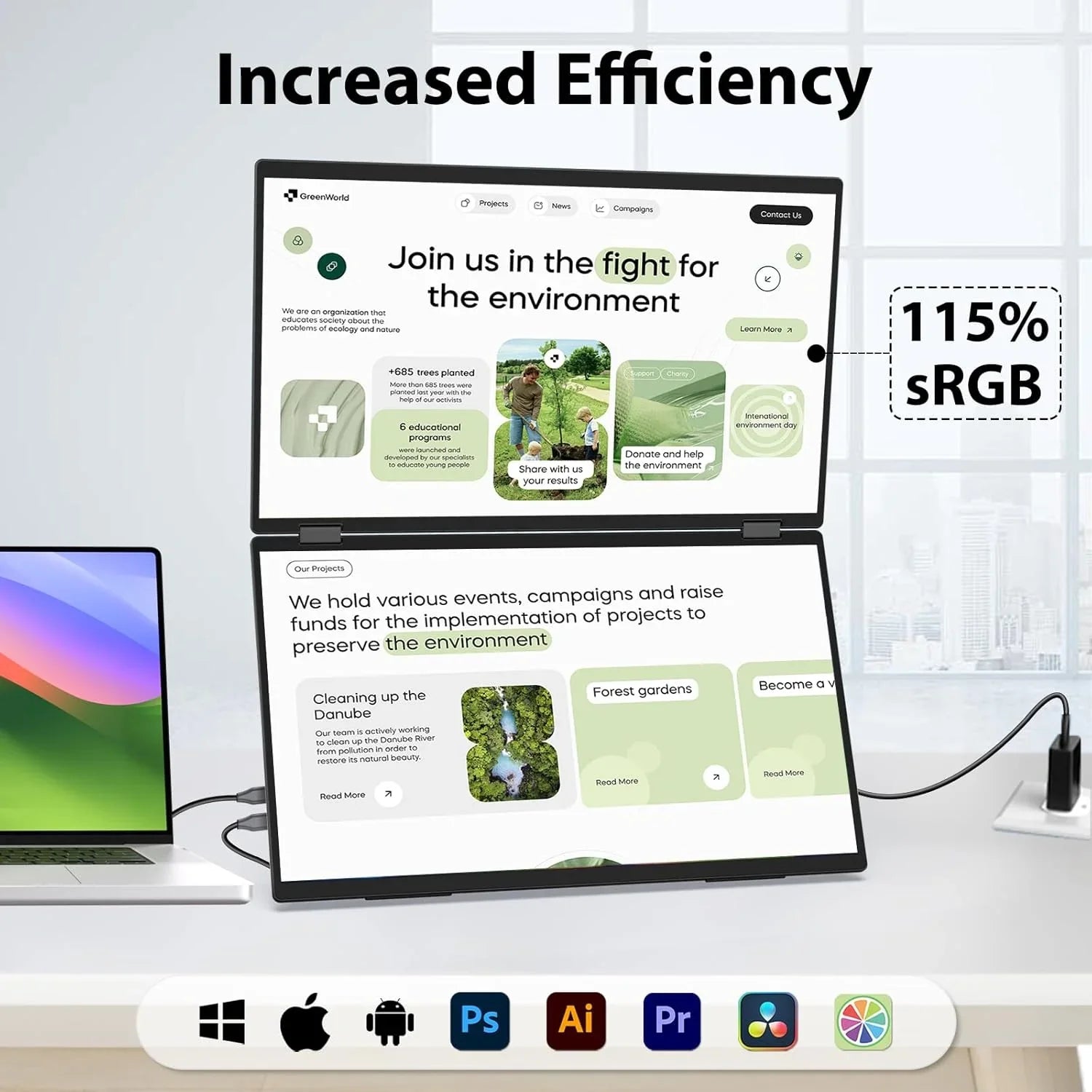 Monitor doble plegable InnoView de 18,5" - INVPM509