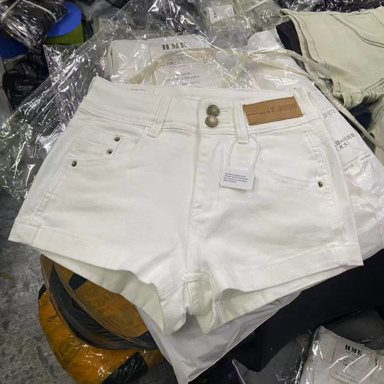 Pantalones cortos vaqueros retro americanos de cintura alta para mujer