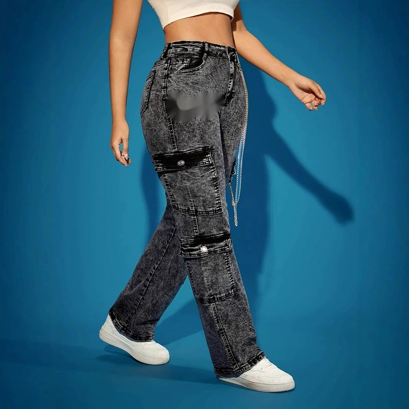 Pantalones cargo multibolsillos de alta elasticidad y moda