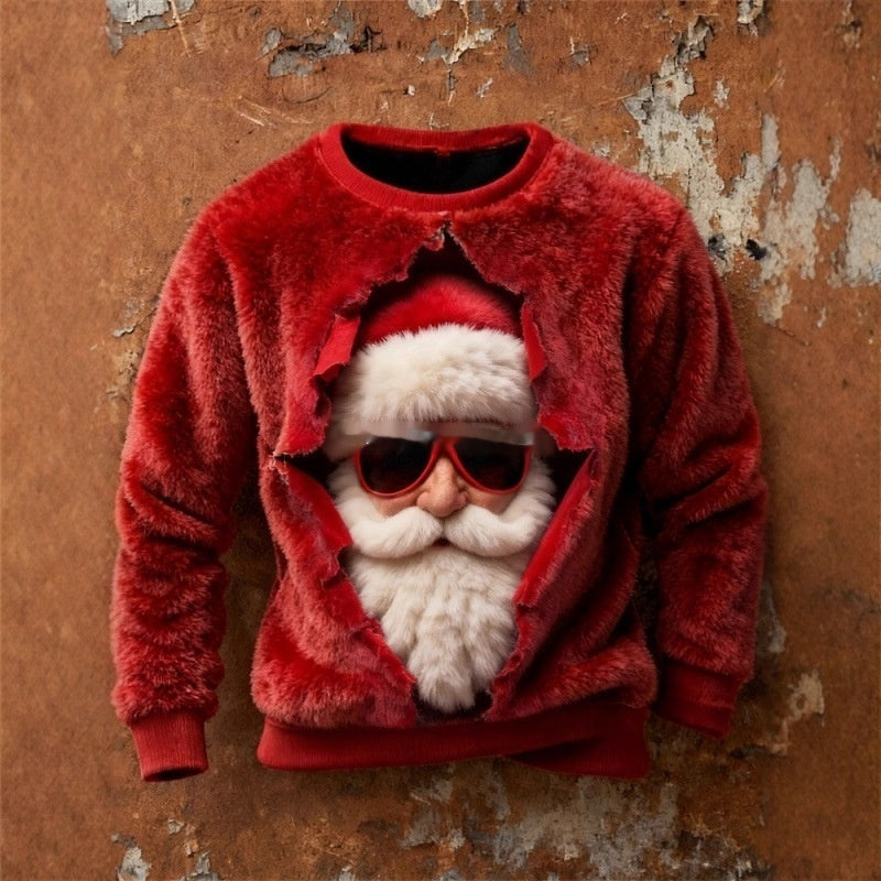 Sudadera de franela con estampado navideño de otoño e invierno