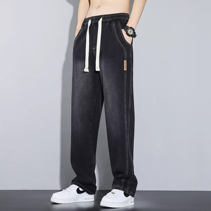American Retro Men's Straight Loose Elastic Waist Casual Pants