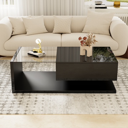 Coffee Table, High-gloss Black. Side Tables, Coffee Tables With Glass And LED