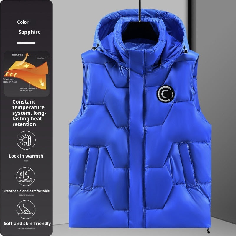 Chaleco informal holgado y cálido de felpa para hombre