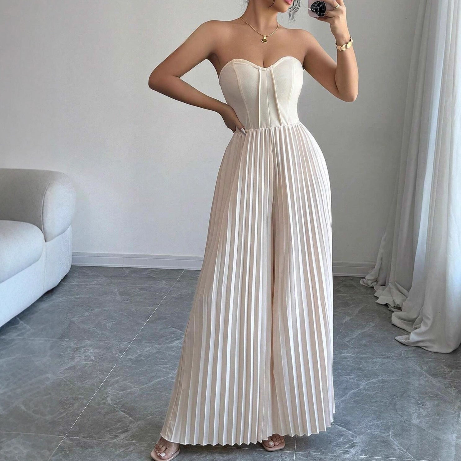 Top de tubo de color liso para mujer con diseño que se ajusta a la cintura