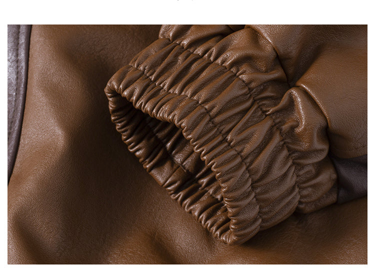 Chaqueta de cuero bordada con patchwork en contraste de High Street