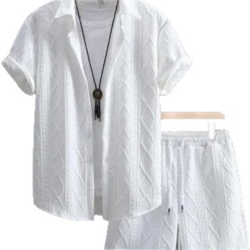 Men's Short-sleeved Shirt Shorts Sports Casual Two-piece Suit
