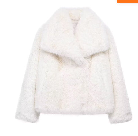 Abrigo de felpa de invierno, cálido, grueso y esponjoso, chaqueta con solapa, prendas de vestir exteriores, tops casuales de manga larga, ropa para mujer