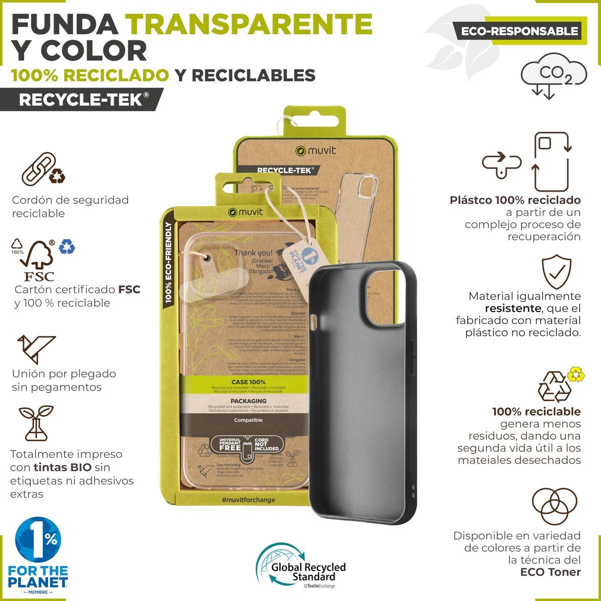 Funda para móvil Muvit iPhone 15 Pro Transparente iPhone 15 Pro