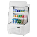 Refrigerador comercial de exhibición al aire libre con estantes de 2 niveles, refrigerador de exhibición listo para llevar con cortina de aire y luz LED publicitaria, ideal para restaurantes, tiendas y oficinas, 12.7 pies cúbicos.