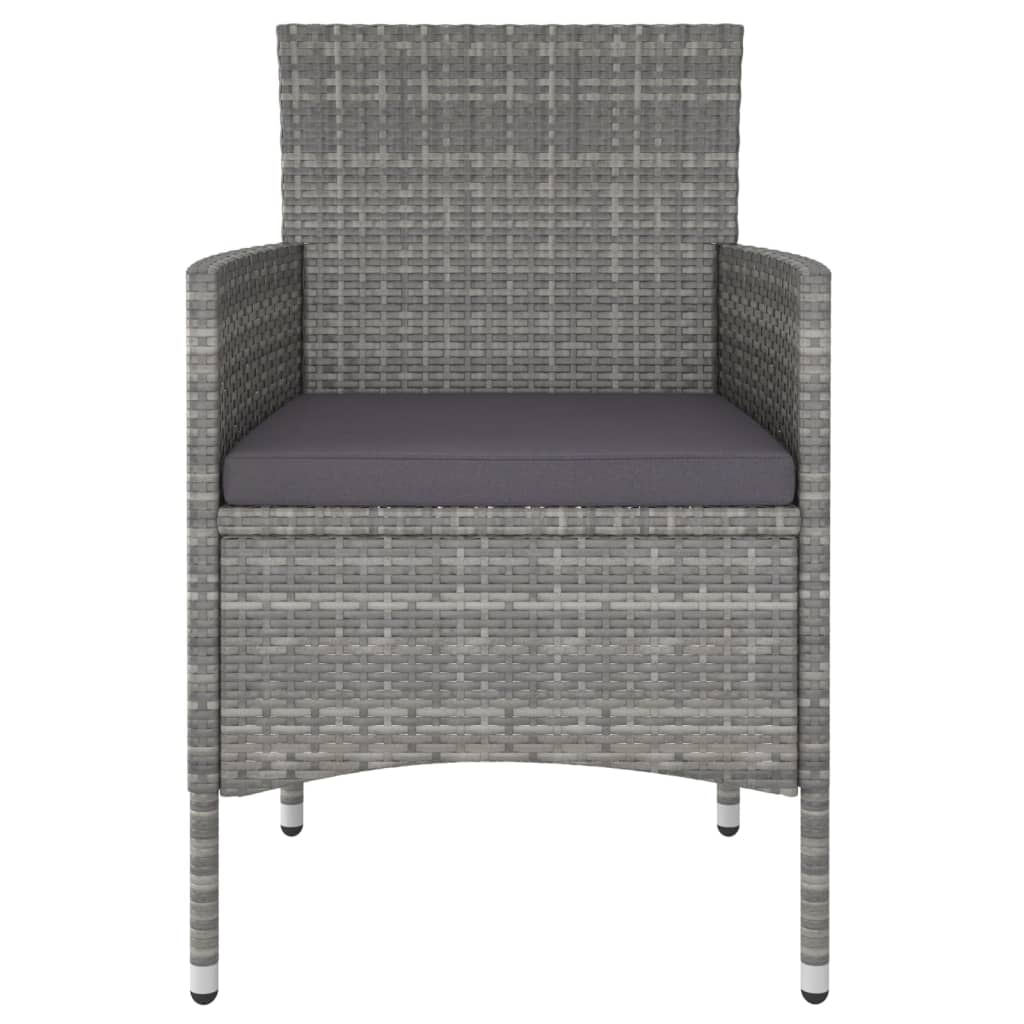 NNEVL Juego de comedor de jardín de 5 piezas de ratán sintético y vidrio templado gris