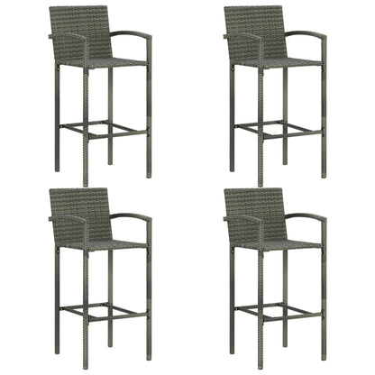 NNEVL 5 Piece Outdoor Bar Set with Armrest Poly Rattan Grey