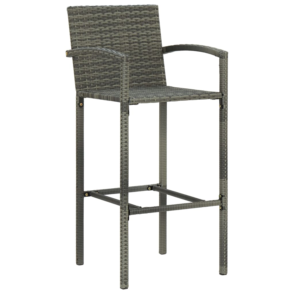 NNEVL 5 Piece Outdoor Bar Set with Armrest Poly Rattan Grey