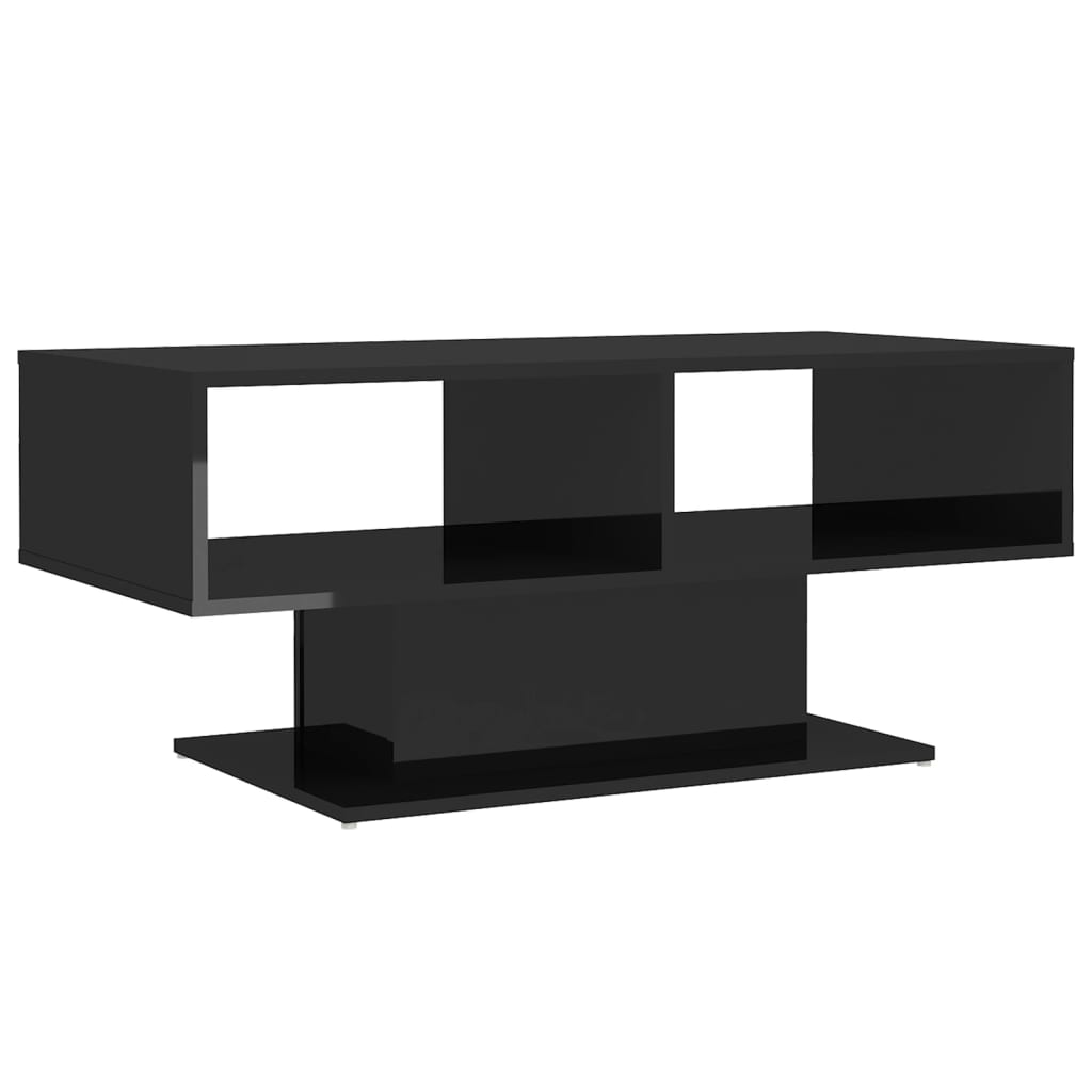 Mesa de centro NNEVL Negro Alto Brillo 103,5x50x44,5 cm Aglomerado