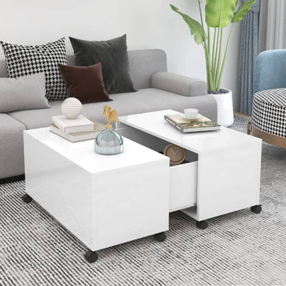 NNEVL Coffee Table High Gloss White 75x75x38 cm Chipboard